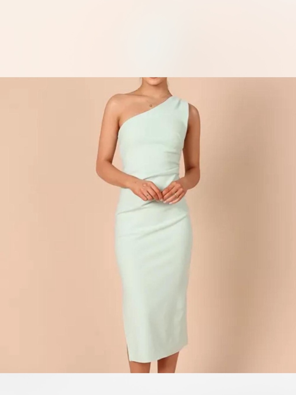 One-Shoulder Mint Sheath Dress - Women